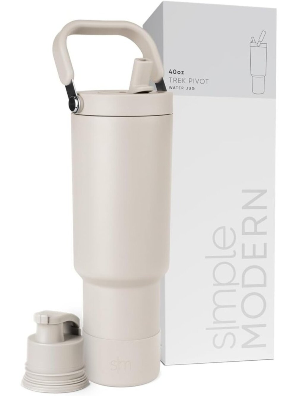 Stylish 40oz Water Jug with Handle | Insulated Tumbler | Beige Color